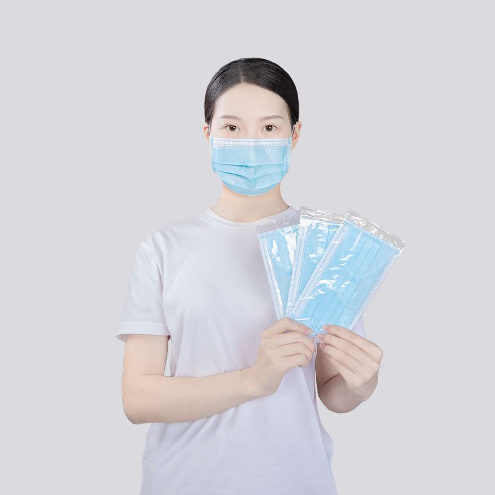 Disposable 3-ply blue adult face mask