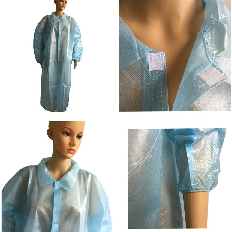 Disposable lab coat with velcroes front 