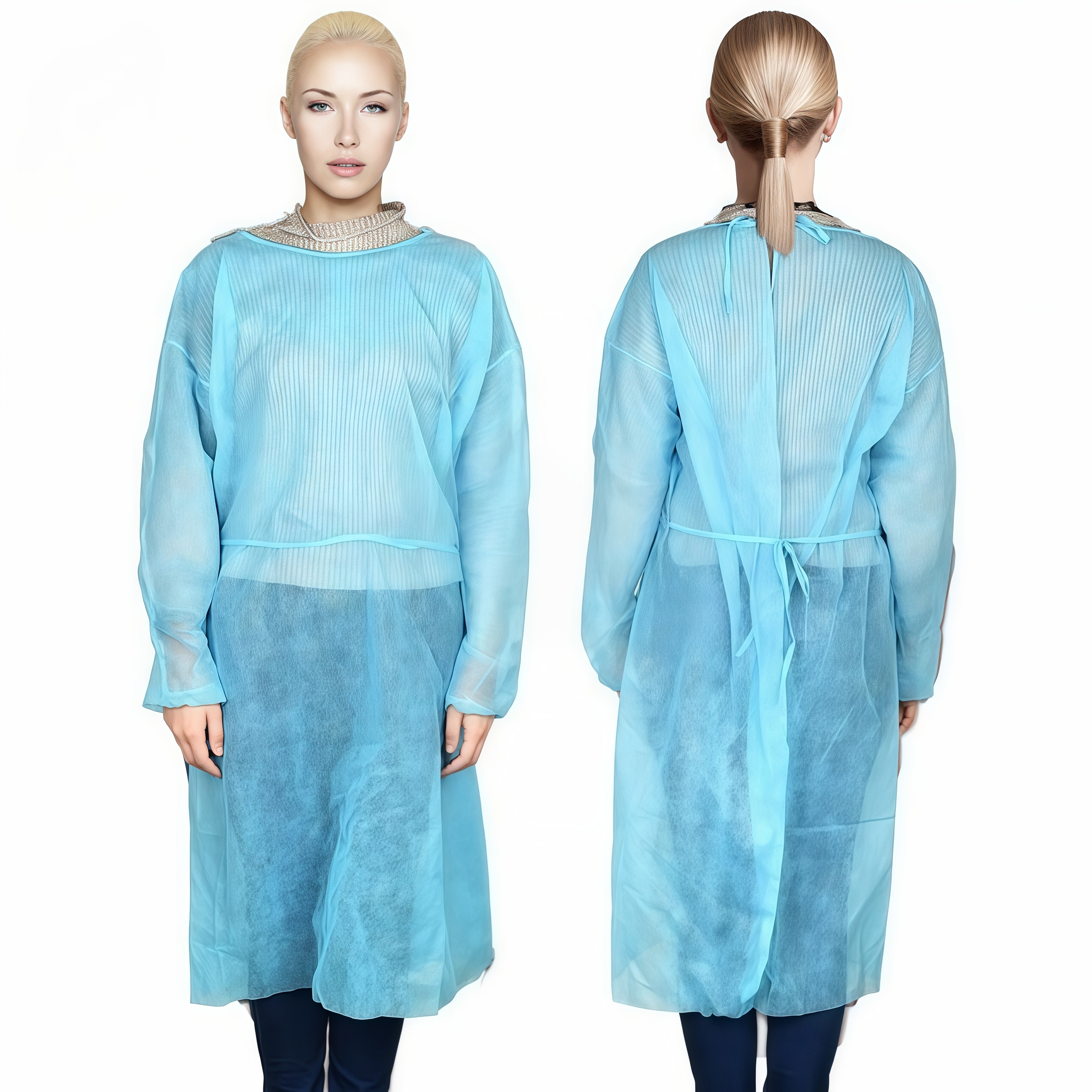Disposable isolation gown with elastic cuffs 